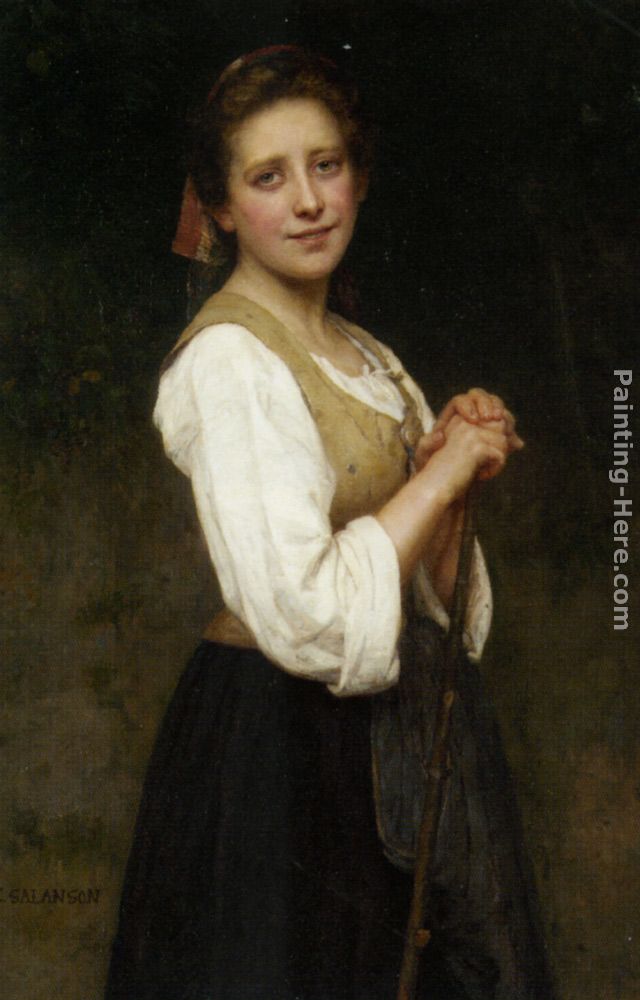 Young Shepherdess painting - Eugenie Marie Salanson Young Shepherdess art painting